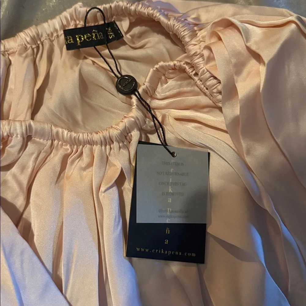 Erika Peña Bettina Silk Maxi Dress Off Shoulder Scarf Set Wedding NWT - Picture 5 of 7